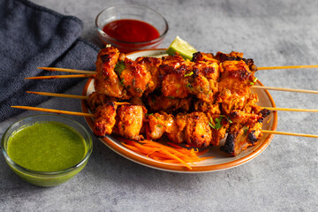 Deliciously Spiced Chicken Tikka Kabab, A Flavourful Grilled Delight with Tangy Marinade and Smoky...