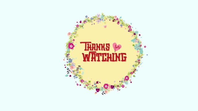 Animated thank you for watching, with rotating floral background pattern, great for intros, outros, content, technology, slides, films, cinematics, video editing, presentations, etc. - Powered by Adobe