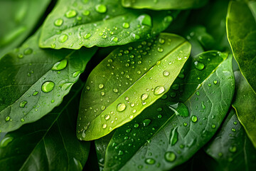 みずみずしい緑の葉のクローズアップ/Close-up of Fresh Green Leaves/Gro&szlig;aufnahme von frischen gr&uuml;nen Bl&auml;tter