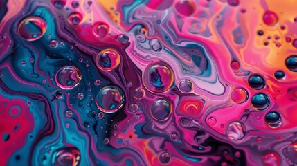 Glossy abstract shapes floating in space, Expressionism, Psychedelic colors, Digital painting