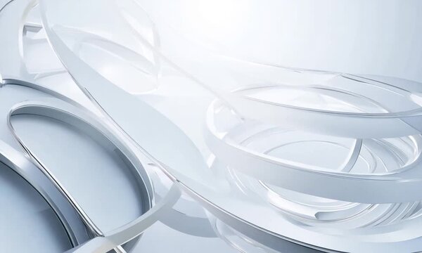 Gate 4k Elegant light grey white seamless looped background. Circles round shapes animation. Minimal geometric bright 3d BG. Technology metallic line. Back to school design template. 4k video
