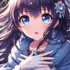 Naklejka premium Anime Illustration: Emotional Sapphire Eyes of a Manga Girl