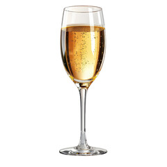 A beautiful champagne flute filled with sparkling golden drink, perfect for celebrations and special occasions.