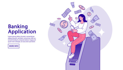 Online payment method with secure bank card pay to web shop outline concept. professional with calculator for math operations Balance financial value, management and administration concept.