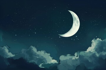 Naklejka premium moonlit cloudy night sky