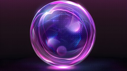 Protection sphere shield with hexagon pattern on blue background. Glass Dome shield. Glowing bubble shield in the form of a force energy field. Protection and safety concept. Vector illustration.