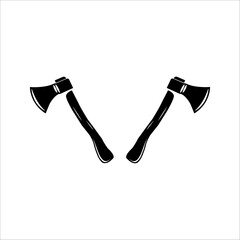 Ax with wooden handle glyph icon, vector cutout monochrome badge. Illustration of gardening tools.