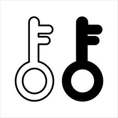 Key icon vector. Key logo design. Key vector icon illustration isolated on black and white background.