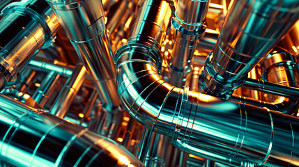 金属パイプの配管の背景