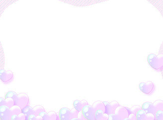 風船のようなハートが敷き詰められた可愛いフレーム背景