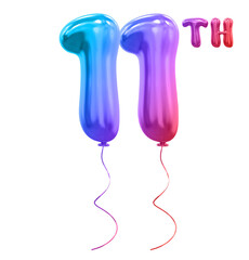 11th Anniversary Gradient Number Balloon 3D