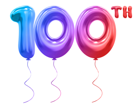 100th Anniversary Gradient Number Balloon 3D