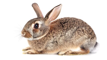 Obraz premium Single rabbit on white background