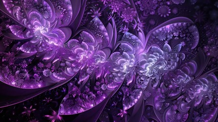 Abstract Background, mesmerizing fractal patterns in a monochromatic scheme of purples