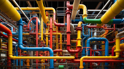 工場のカラフルな配管