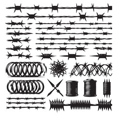 Barber Wire set isolated white background.  Vector illustration can used web design