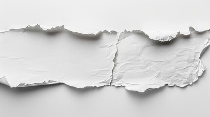 White torn paper close up with space for text on isolated white background