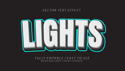 3d editable lights text effect graphic style template