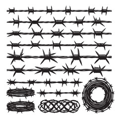 Barber Wire set isolated white background.  Vector illustration can used web design