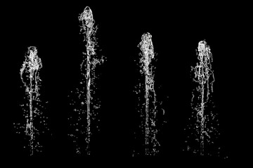 Closeup Fountain Water isolate on black color background. 3D Rendering.