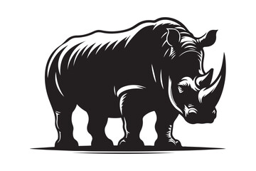Fototapeta premium rhino silhouette vector illustration - Generative AI