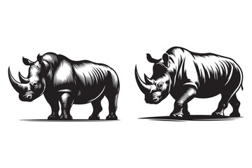 Obraz premium rhino silhouette vector illustration - Generative AI