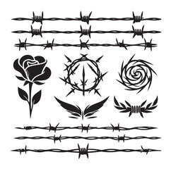 Barber Wire set isolated white background.  Vector illustration can used web design