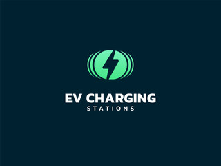 Electric vehicle charging with Lightning Bolt Symbol overlapping abstract circle logo vector design concept. EV charging logotype symbol for Electric Car, EV station, ui, business, infographic, energy