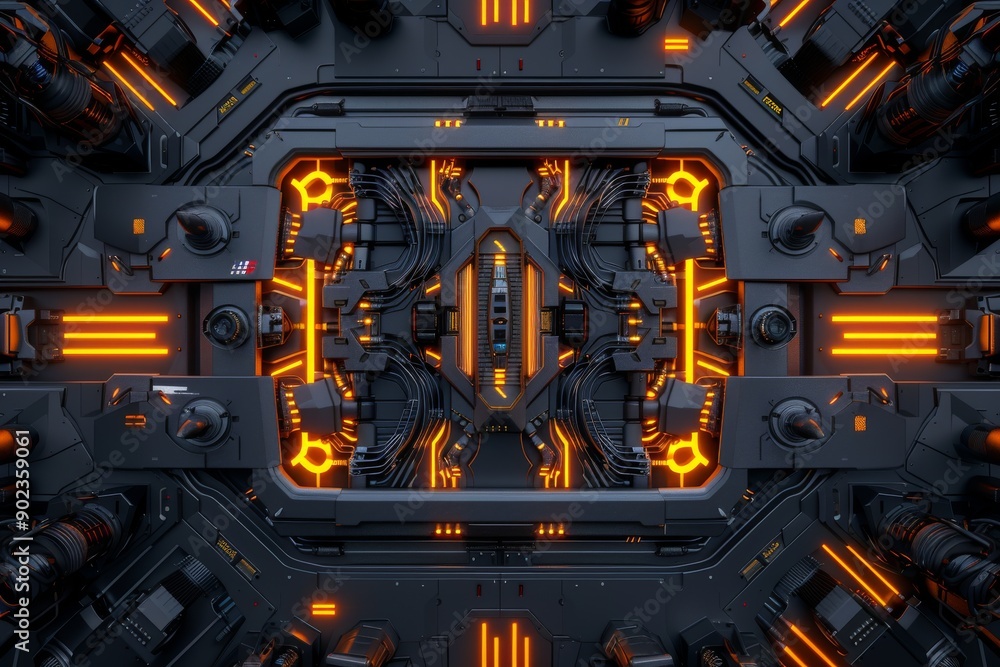 Poster high tech circuit board with neon pathways symbolizing digital innovation and technological advancem