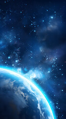 Naklejka premium Digital technology universe earth abstract graphic poster background with generative