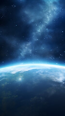 Obraz premium Digital technology universe earth abstract graphic poster background with generative