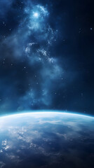 Obraz premium Digital technology universe earth abstract graphic poster background with generative