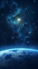 Obraz premium Digital technology universe earth abstract graphic poster background with generative