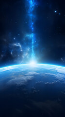 Fototapeta premium Digital technology universe earth abstract graphic poster background with generative