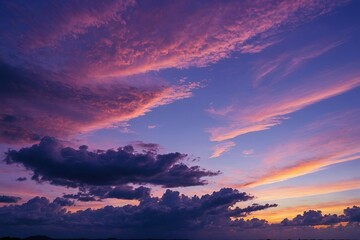 Fototapeta premium Abstract and pattern of cloud sky, Velvet violet, Velvet Purple, Trend color of the year background, Pattern of colorful cloud and sky sunset or sunrise: Dramatic sunset in twilight, Beautyful of sky