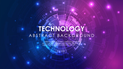 Abstract technology circle circuit board innovation concept on dark background.