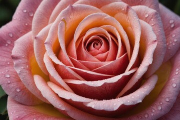 Close up view of a beautiful rose with curves of petals. Macro