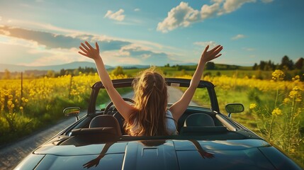 Woman enjoying a scenic drive