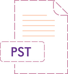 PST File format icon rounded dashed outline