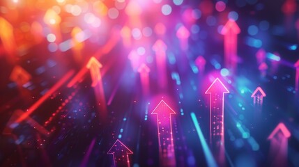 Abstract Glowing Arrows Pointing Upwards Symbolizing Growth and Success in Business, Technology, Digital Marketing, Advertising, and Sales Promotion