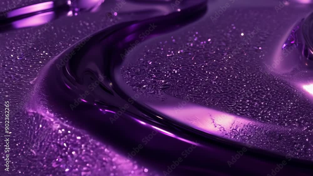 Poster glittering purple serenity: a mesmerizing display of shimmering fluid forms. generative ai