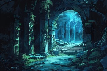 Mysterious overgrown ruins of an ancient forgotten temple