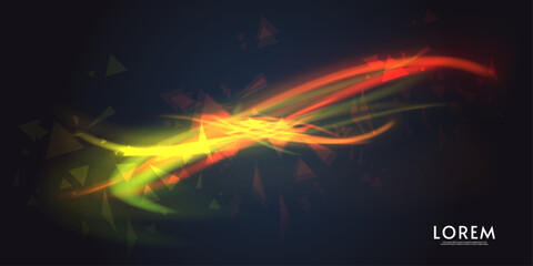 Fototapeta premium Aurora element design on dark background. Background aurora template. Bright light. Northern lights. Vector illustration. Design for background, wallpaper, postcard, web, banner, cover. 