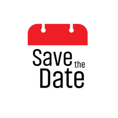 save the date sign on white background	
