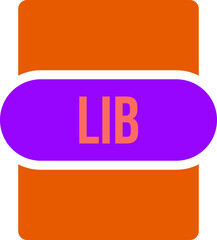 LIB File extension icon rounded and color fill