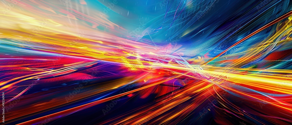 Aufkleber futuristic abstract landscape where light meets data, showcasing the speed of information through vi