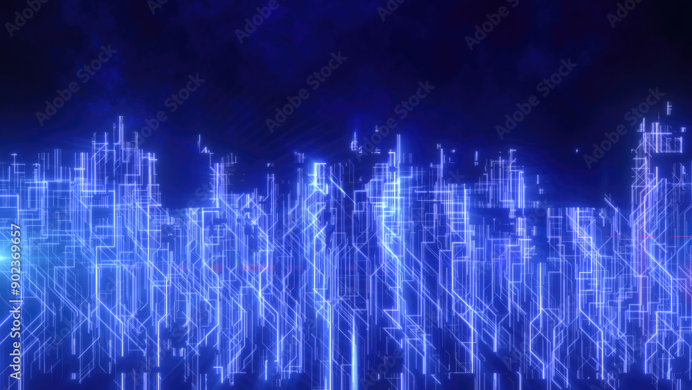 Poster abstract glowing energy futuristic blue hi-tech abstract background made of lines and computer strip