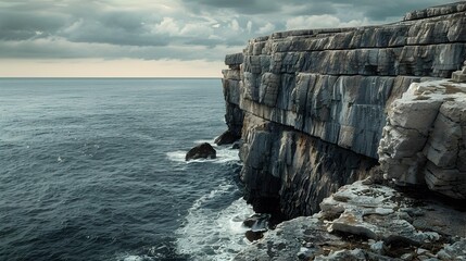 A barrier extending along the coast with steep picture