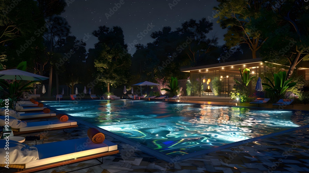 Sticker swimming pool with lighting img