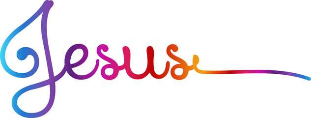 Jesus. Hand-drawn lettering. Christian quote. Solid outlines isolated in white. Black calligraphy. typography design for poster, t-shirt